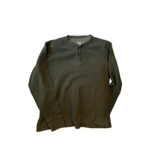 Member's Mark Thermal Henley Charcoal Gray Green Mens L